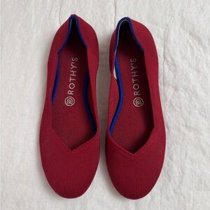 Rothy's Bright Red Slip On Ballet Flats Size 9.5 Comfort Travel Casual Classic